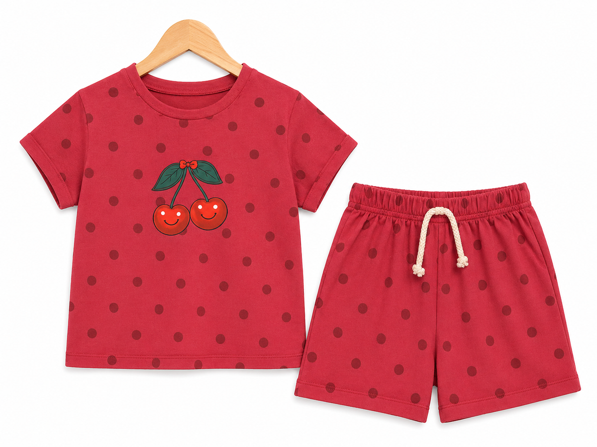 Cherry Polka Dot T-Shirt & Shorts Set
